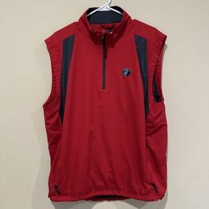 Adidas Sweater Mens L Red Blue Golf 1/4 Zip Vest Sleeveless Outdoors‎